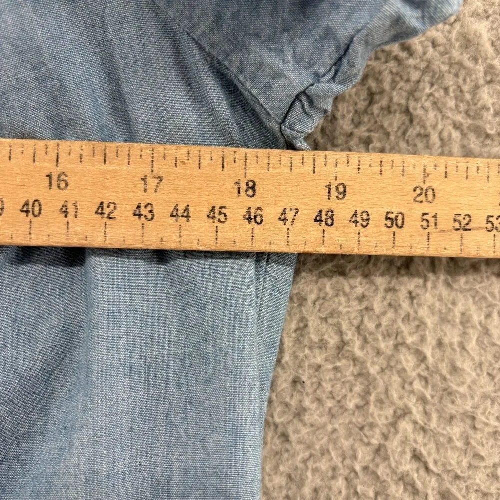 J. Crew Tie-Neck Chambray Ruched Top In Cranbury Blue Size Small - Picture 5 of 9